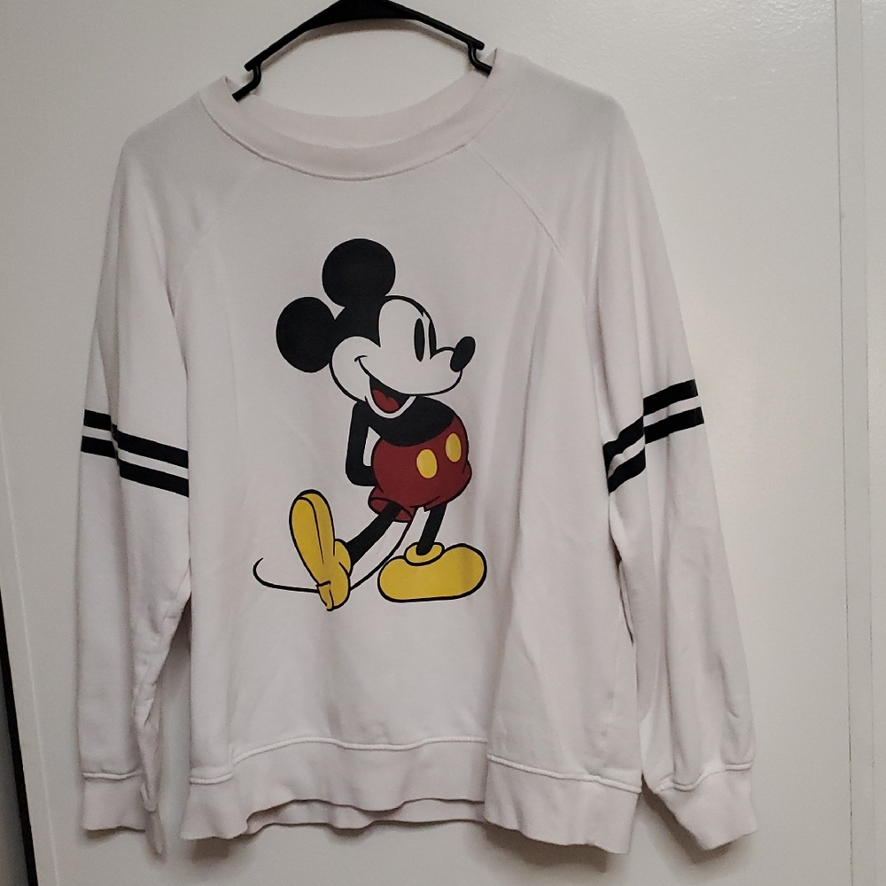 Disney White Soft Sweatshirt with Black Accents.  For Man Or Women